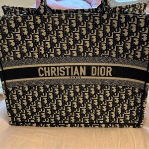 Christian Dior Navy Blue Multicolor Oblique Embroidery